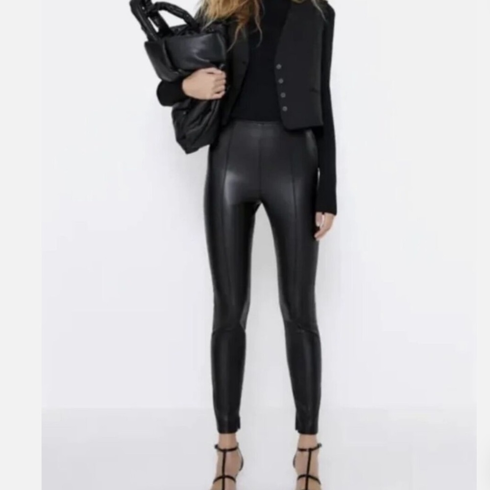 Zara Black Faux Leather Leggings